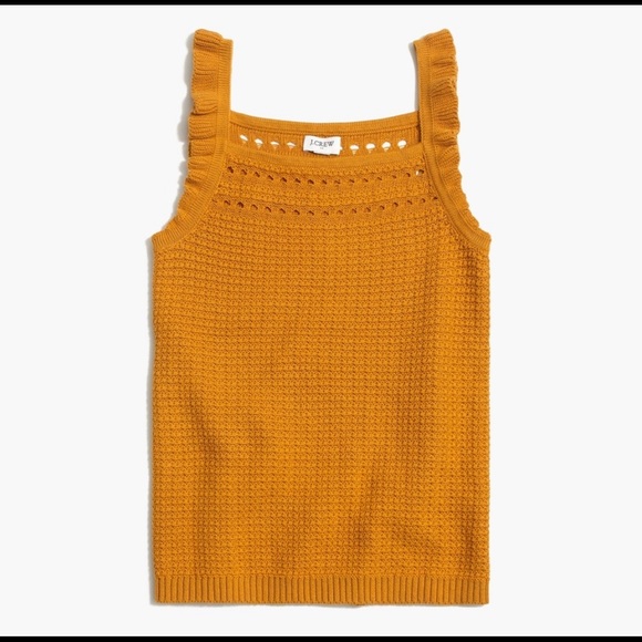 J CREW Ruffle Trim Sweater Tank | Gold | Mustard - Picture 3 of 12